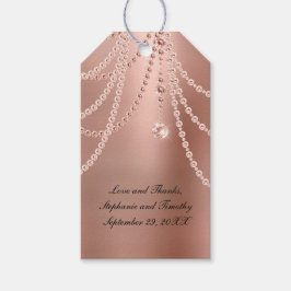 Personlig Rosa Guld Pärlor Diamant Bling Bröllop Presentetikett
