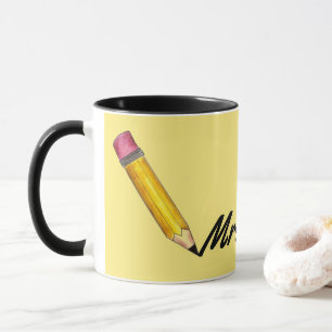 Personlig Rosa Gult #2 Pencil Lärare Mugg