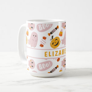 Personlig Rosa Halloween Kaffemugg