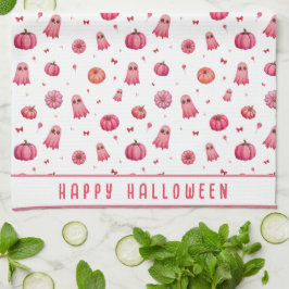 Personlig Rosa Halloween Pumpkins Kökshandduk
