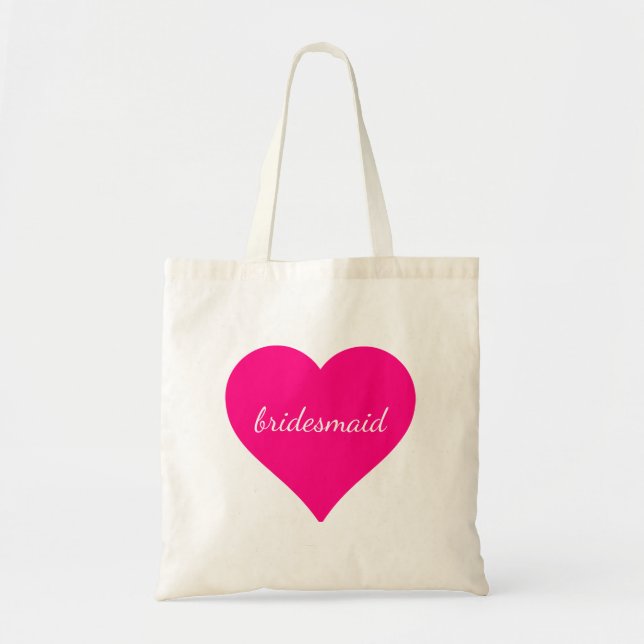 Personlig Rosa Heart Bridesmaid Tygkasse (Framsidan)