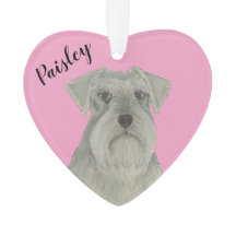 Personlig Rosa Heart Grått Silver Schnauzer