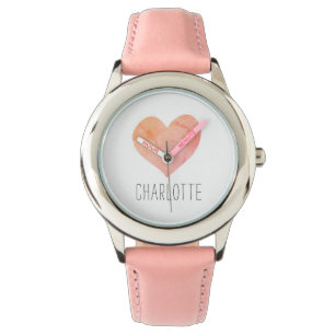 Personlig Rosa Heart Namn Armbandsur