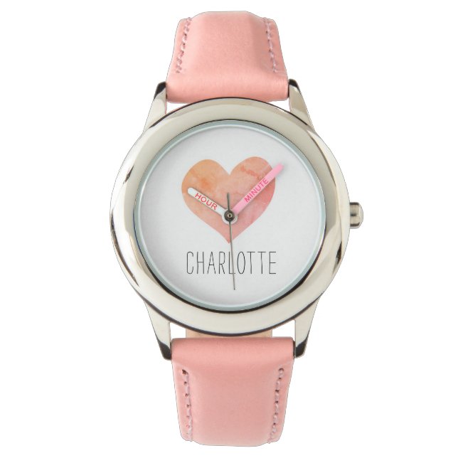 Personlig Rosa Heart Namn Armbandsur (Framsida)
