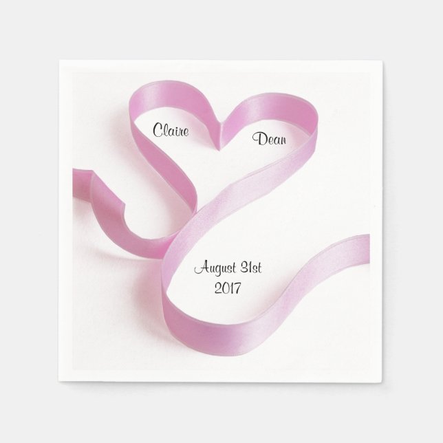 Personlig Rosa Heart Napkins Pappersservett (Framsidan)