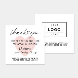 Personlig Rosa Heart Small Business Tack Fyrkantigt Visitkort