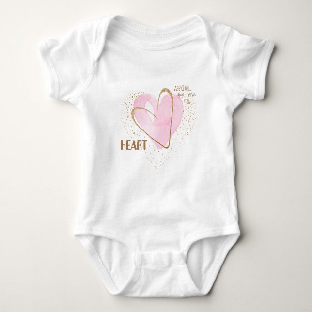Personlig Rosa Heart T Shirt (Framsida)