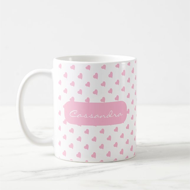 Personlig Rosa Hearts Mönster Friend Kaffemugg (Vänster)
