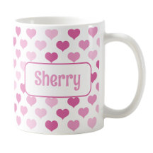 Personlig Rosa Hearts Mugg