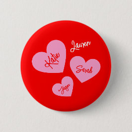 Personlig Rosa Hearts Red Mor Knapp