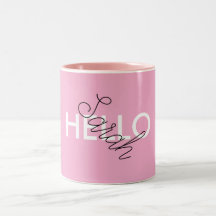 Personlig Rosa "Hej" Mugg med Anpassningsbar