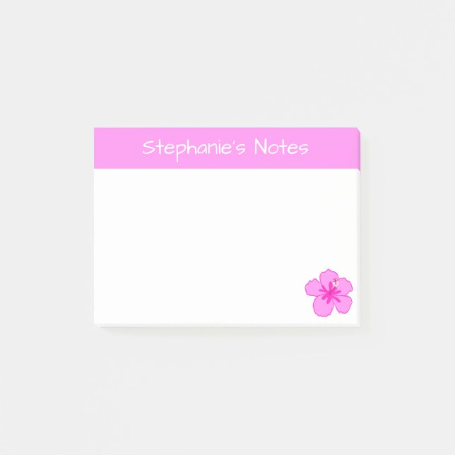 Personlig Rosa Hibiscus Flower Cute Hawaiian Post-it Block (Framsida)