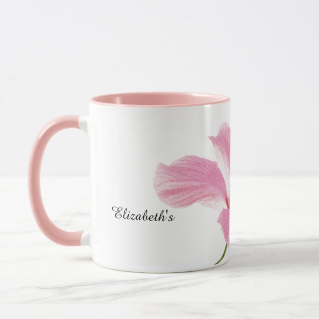 Personlig Rosa hibiscus-kaffe/te mugg (Vänster)