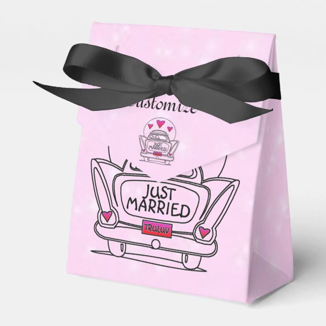 Personlig Rosa Honeymoon Car Box Ny gifta Presentaskar (Framsidan Sidan)