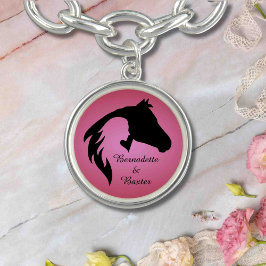 Personlig Rosa Horse and Owner Namn Armband
