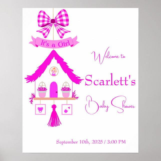 Personlig Rosa House Det är en flicka Poster (Framsidan)