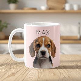 Personlig rosa hundfoto-mugg kaffemugg