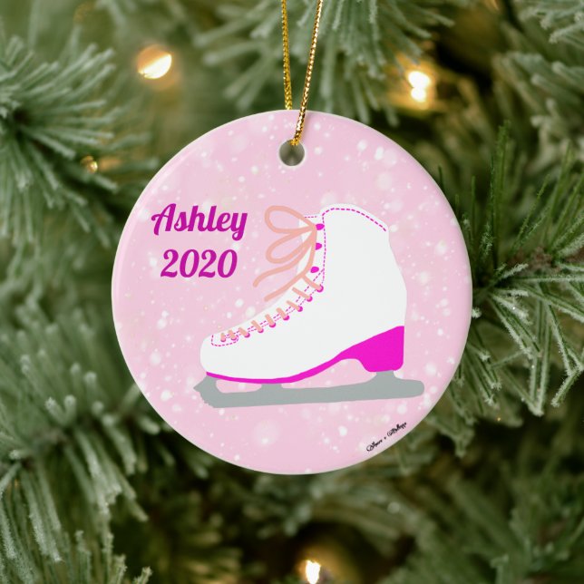 Personlig Rosa Ice Skates Cute Home Ornament (Träd)