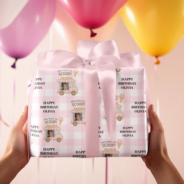 Personlig Rosa Islastbil Födelsedagsfirande  Presentpapper (Skapare uppladdad)