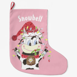 Personlig rosa jul- och fryshus stor julstrumpa