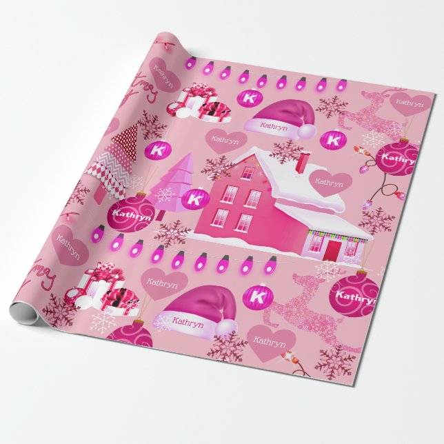 Personlig Rosa jul Presentpapper (Utrullad)