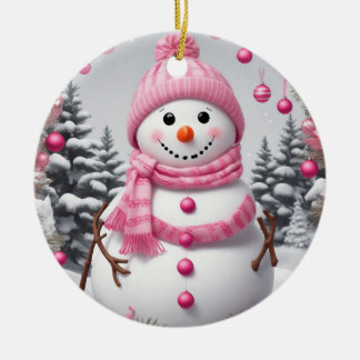Personlig Rosa jul Snögubbe Julgransprydnad Keramik
