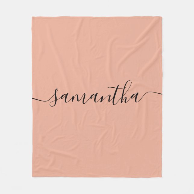 Personlig  Rosa Kalligrafi Namn Fleecefilt (Framsidan)