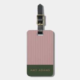 Personlig Rosa Khaki Guld Rand Elegant Bagagebricka