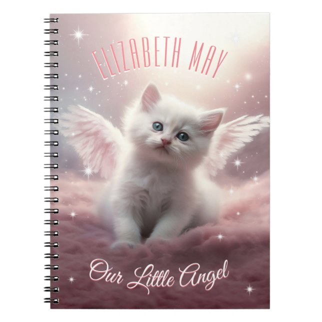 Personlig Rosa Kitten med Angel Vingar Anteckningsbok (Framsidan)