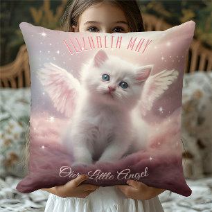 Personlig Rosa Kitten med Angel Vingar Kudde