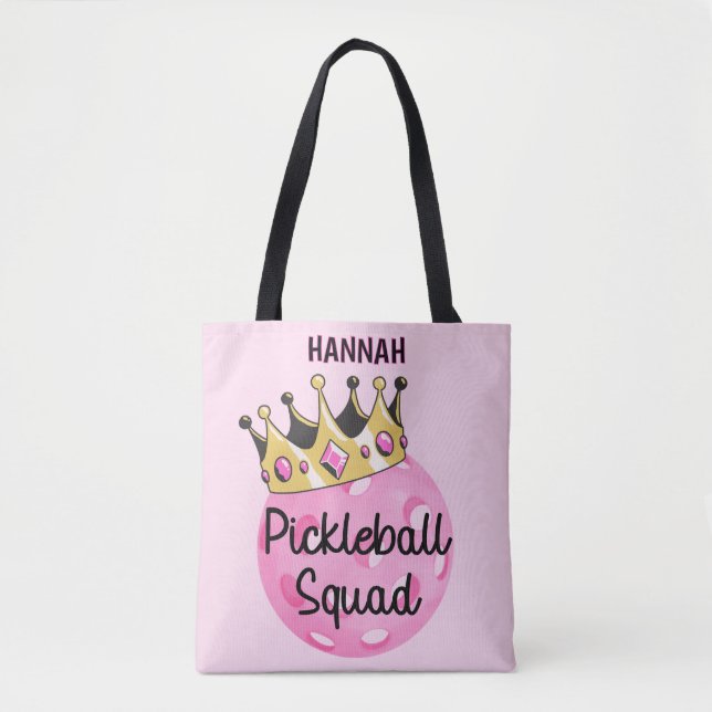 Personlig Rosa Krona Pickleball Squad Tygkasse (Framsida)