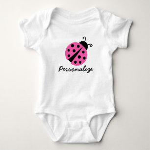 Personlig rosa ladybug creeper för flicka tee shirt