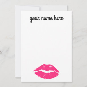 Personlig Rosa Läppar Notecards Tack Kort