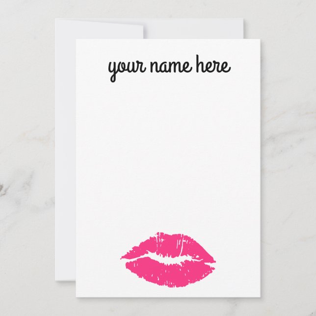 Personlig Rosa Läppar Notecards Tack Kort (Framsida)