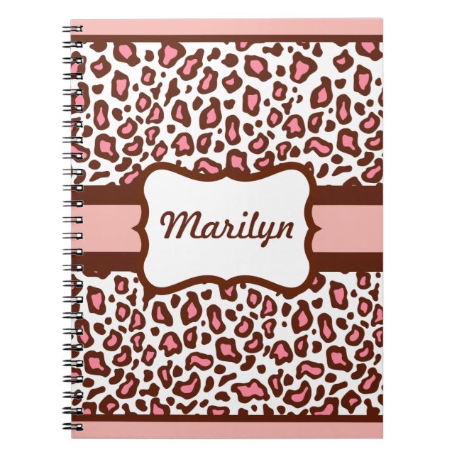 Personlig Rosa Leopard Notebook Journal Gift Anteckningsbok (Framsidan)