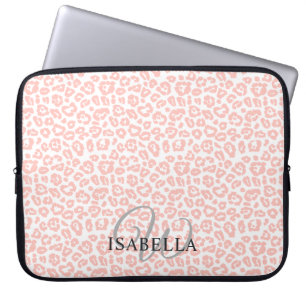 Personlig Rosa Leopard Skriv ut Namn Monogram Laptop Fodral