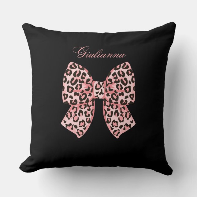 Personlig rosa leopardbåge fyrkantig kudde  (Framsida)