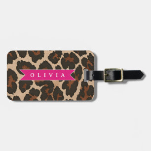 Personlig Rosa Leopardtryck Chic Djurtryck Bagagebricka