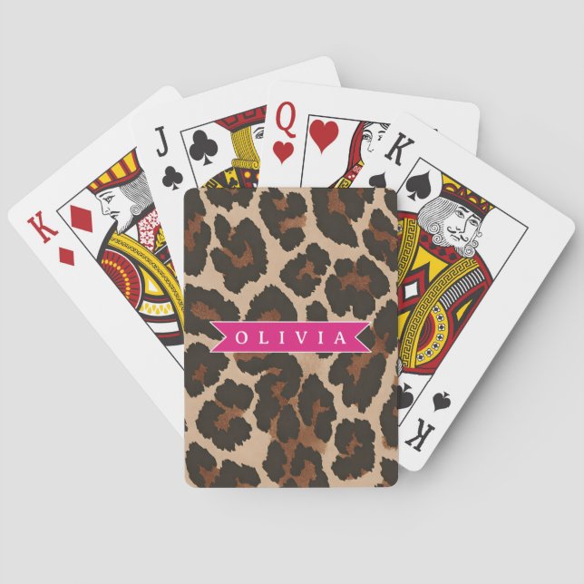 Personlig Rosa Leopardtryck Chic Djurtryck Casinokort (Baksidan)