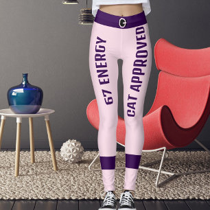 Personlig Rosa Lila 67-årsdag Kattmamma Leggings