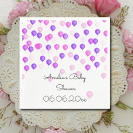 Personlig Rosa Lila Ballon Baby Shower Pappersservett