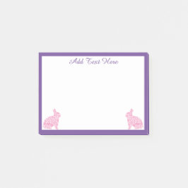 Personlig Rosa & Lila Bunny Rabbit Post-it Block