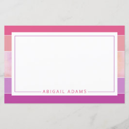 Personlig Rosa Lila Stripe Stationery Papper