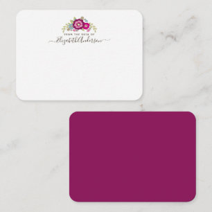 Personlig Rosa Lila VattenfärgsBlommigt Anteckningskort