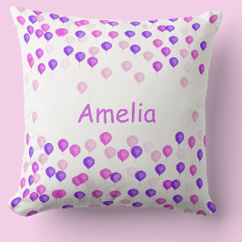 Personlig Rosa & Lilac Balloon Kudde
