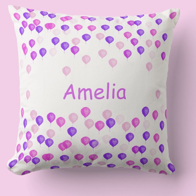 Personlig Rosa & Lilac Balloon Kudde (Skapare uppladdad)