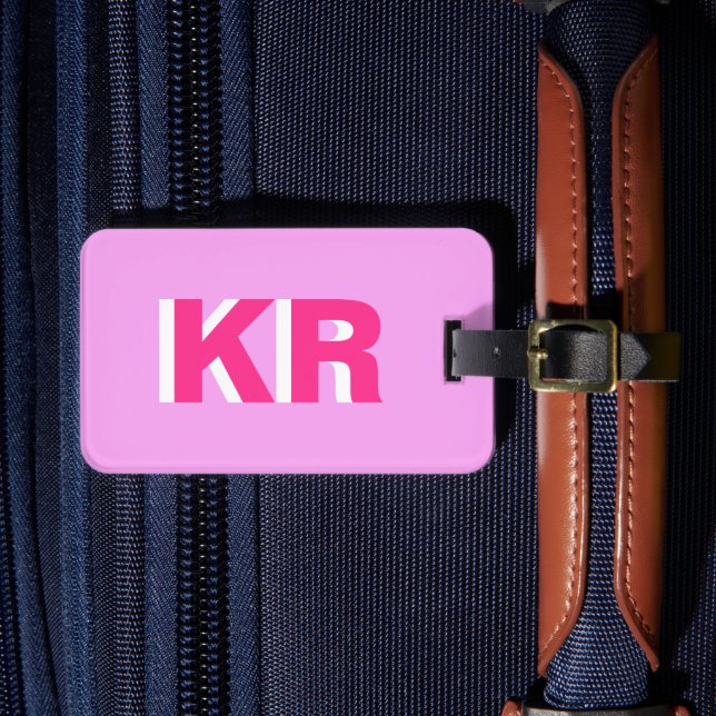 Personlig Rosa Lilac Block Brev Monogram Bagagebricka (Framsida Insitu 4)