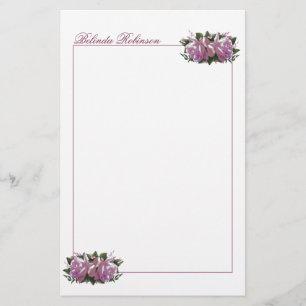 Personlig Rosa Lilac Flower Stationery Papper