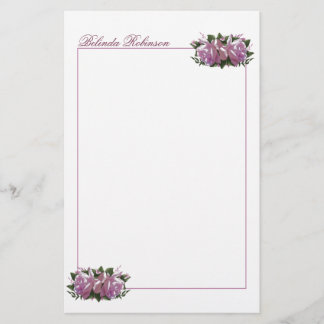 Personlig Rosa Lilac Flower Stationery Papper