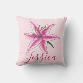 Personlig Rosa Lily Flower Blommigt Garden Lilies Kudde
